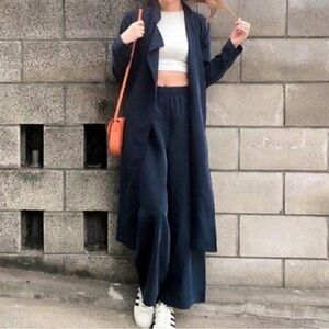 American Apparel Vintage Dylan Navy Lightweight Duster Trench Coat